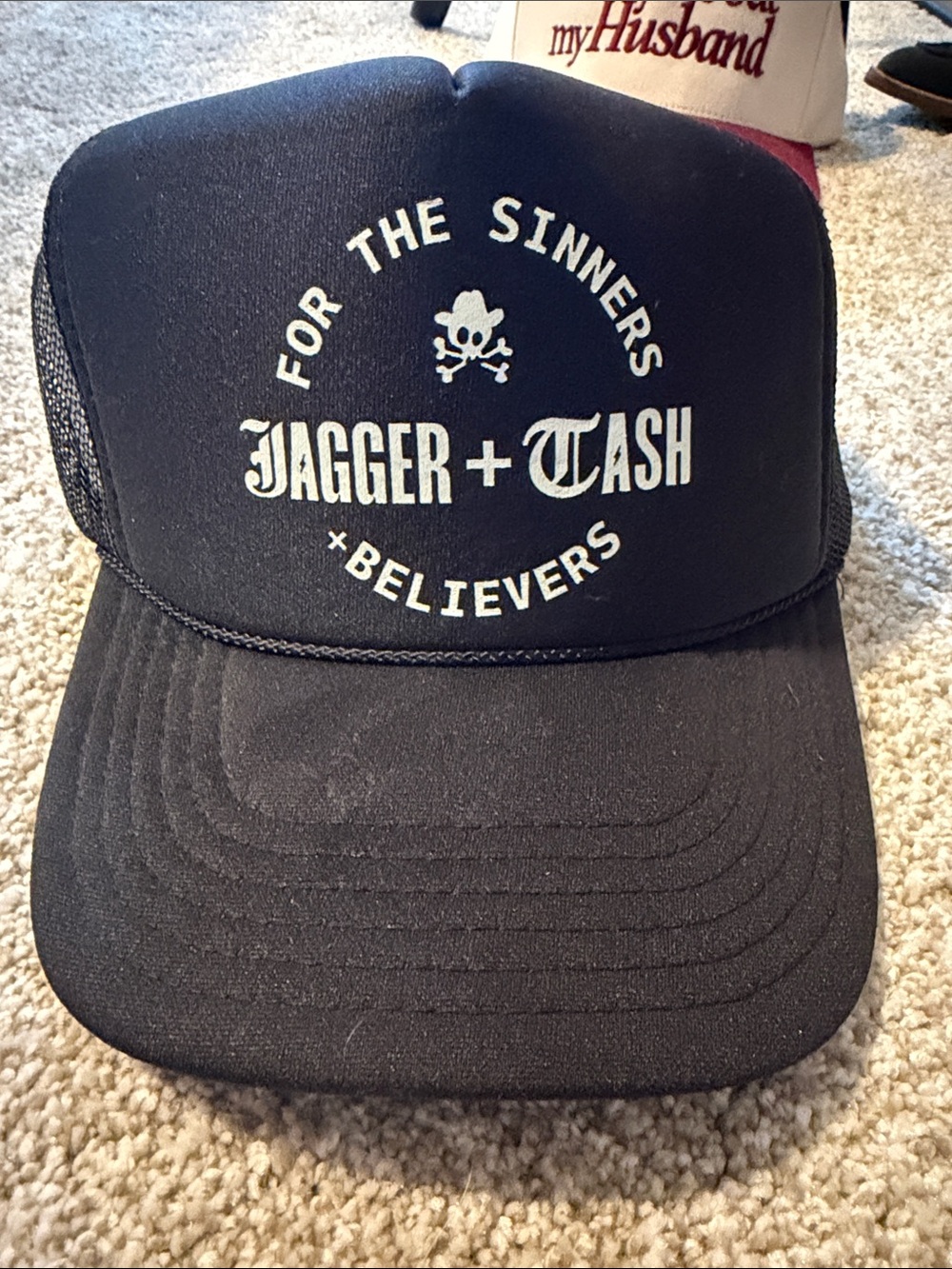 Jagger + Tash Black Logo Trucker Hat